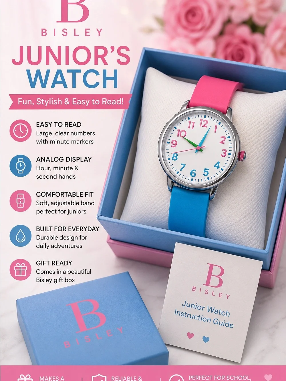 Junior Watch - Pink & Blue Strap